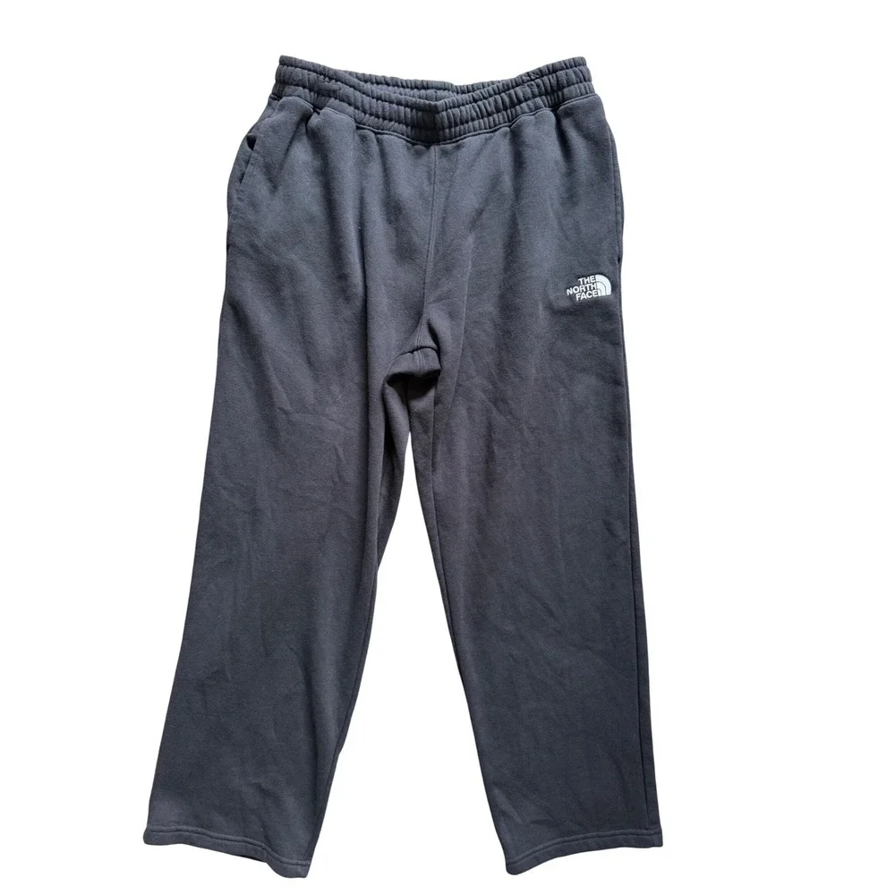 The North Face Sweatpants Mens M Black Circular Design Fleece Joggers Logo
